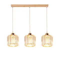 HOME NEAT - Lámpara Colgante Strip Cristal Redonda 3L E27 Oro