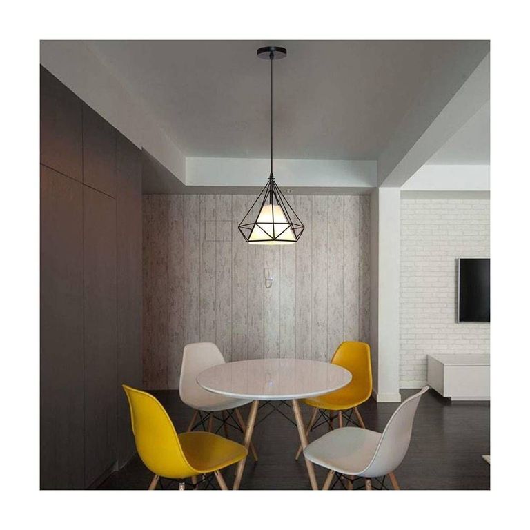 Lámpara de colgante vintage nórdico diamante metal e27 ø25cm negro