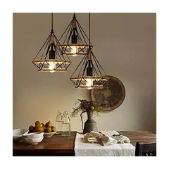 HOME NEAT - Lámparas de araña vintage 4 luces lámpara de techo - Negro