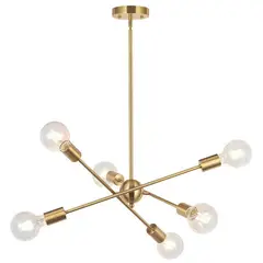 PUREPOWER - Lámparas de araña lujo iluminación colgante con 6 e27 oro