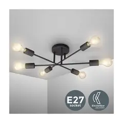 PUREPOWER - Lámpara de techo vintage bombillas 6e27 no incluidas negro