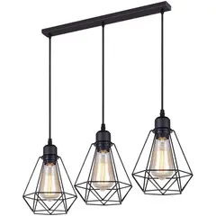 HOME NEAT - Lámpara colgante industrial lámpara de techo jaula geométrica 3 E27
