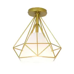 HOME NEAT - Lámpara de techo vintage estilo diamante 25cm - Dorado
