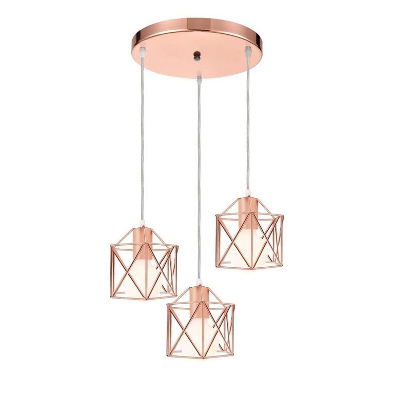 Lámpara de techo Nórdico 3 luces E27 de jaula de metal - Rosa
