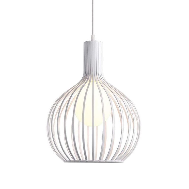 Lámpara colgante de jaula industrial vintage metal retro blanco