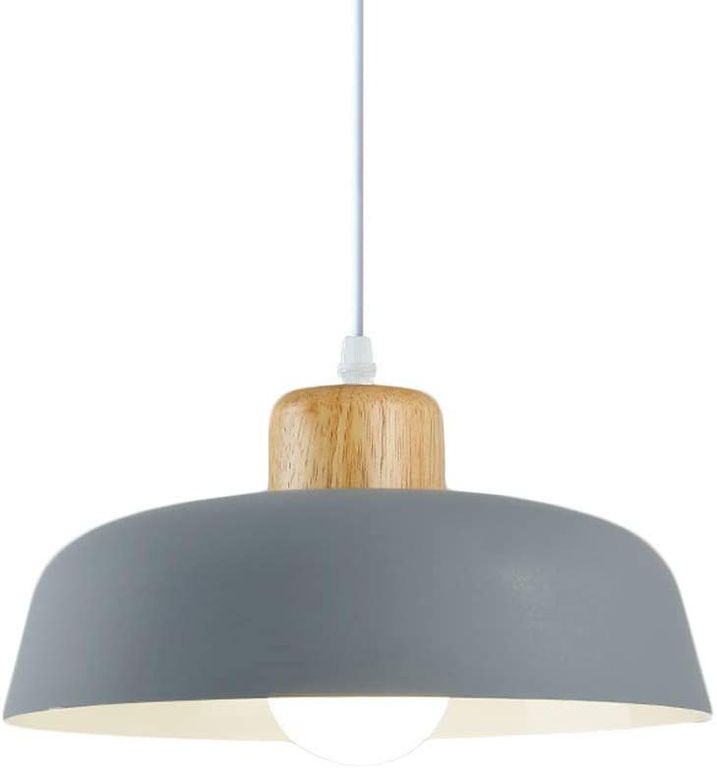 Lámpara de colgante de metal madera redonda moderna nórdica e27