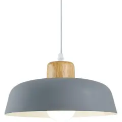 HOME NEAT - Lámpara de colgante de metal madera redonda moderna nórdica e27