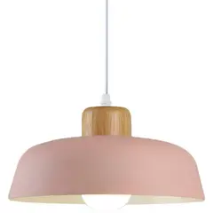 HOME NEAT - Lámparas colgantes de metal madera redonda nórdica Ø30cm e27