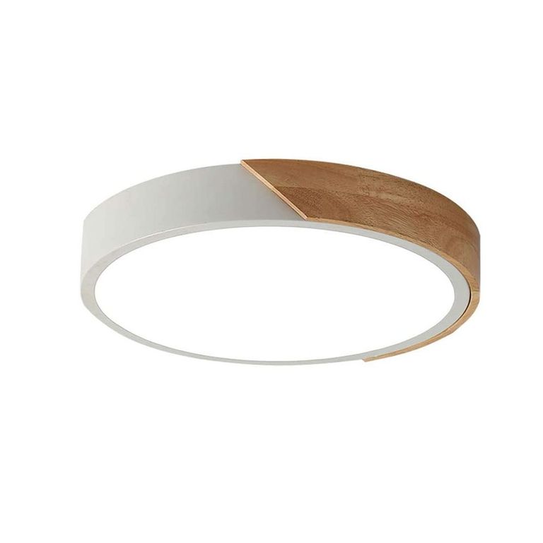 Lámpara LED 30 cm Borde Blanco y Madera