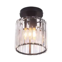 HOME NEAT - Lámpara de techo de cristal moderna e27 araña redondo negro