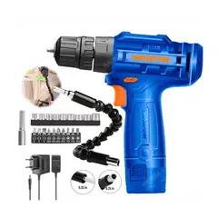 GENERICO - Taladro Atornillador inalámbrico 12v + 21 accesorios