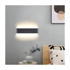 HOME NEAT - Lámpara de pared led 14w moderna aluminio 36cm Negro Blanco Cálido
