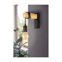 HOME NEAT - Home-neat luz lámpara de pared madera estilo moderno Negro