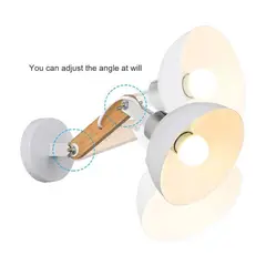 HOME NEAT - Luz lámpara de pared metal madera vintage e27 sin bombilla blanco