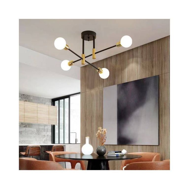 Lámpara de techo moderna de lujo para el hogar -Negro Y Dorado