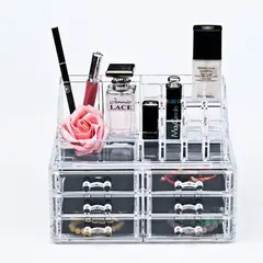 GENERICO - Organizador de Maquillaje Acrílico 2 en 1 tres Niveles