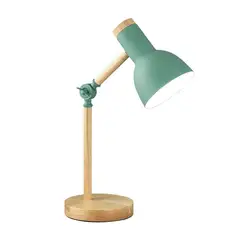 HOME NEAT - Lámpara de escritorio clásica luz de mesa ajustable madera verde