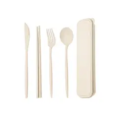 GENERICO - Set de Cubiertos de Camping - Crema