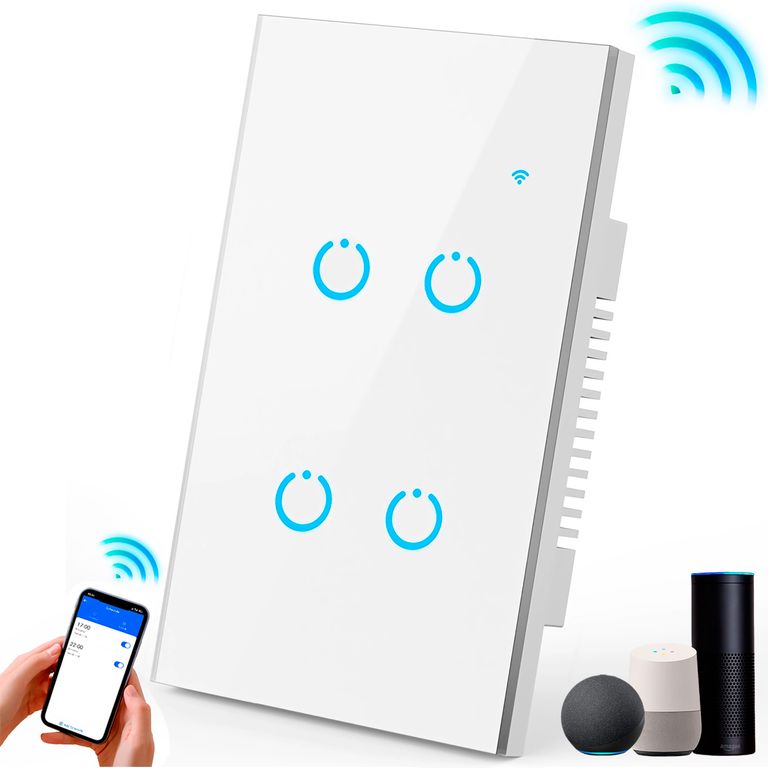 Interruptor Inteligente Universal Wifi Luz Smart Blanco Alexa 4 Bandas