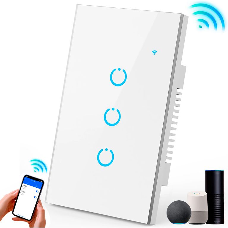 Interruptor Inteligente Universal Wifi Luz Smart Blanco Alexa 3 Bandas