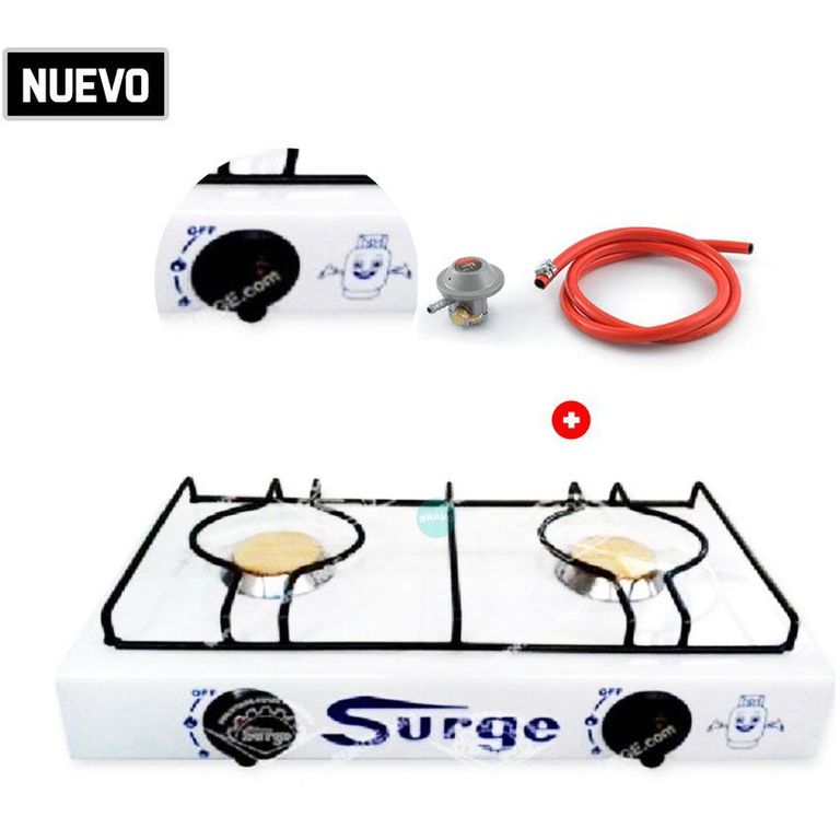 Cocina De Mesa a Gas 2 Hornillas Pintada + Manguera - Surge