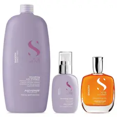 ALFAPARF MILANO - Shampoo Anti Frizz Sin Sal 1000ml + Crema + Aceite Alfaparf Smooth