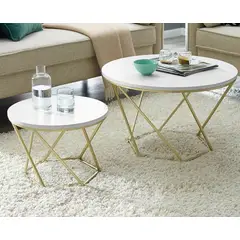 VENTITAS HOME - Mesa de Centro Londres Blanco y Dorado