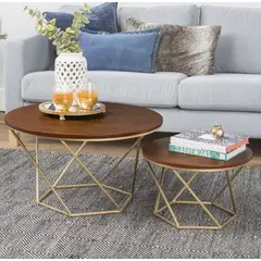 VENTITAS HOME - Mesa de Centro Londres Cedro y Dorado