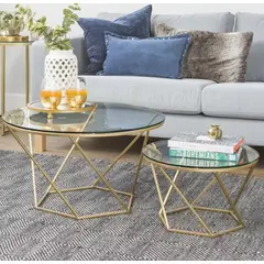 VENTITAS HOME - Mesa de Centro Vidrio Londres Dorado