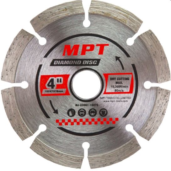 DISCO DIAMANTADO SEGMENTADO PARA CONCRETO PROFESIONAL 115MM MPT TOOLS