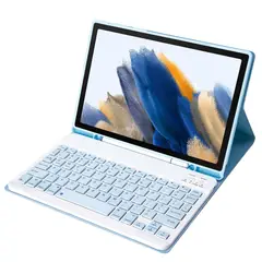 RENVMEXY - Funda Con Teclado Bluetooth Para Samsung Tab A8 2021 Blanco Hielo