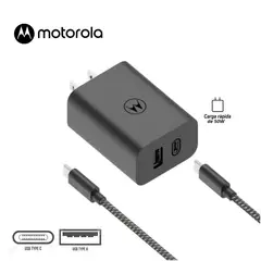 MOTOROLA - Cargador de Pared DoblePuerto UsbC y UsbA C-Rapida T-Power50W