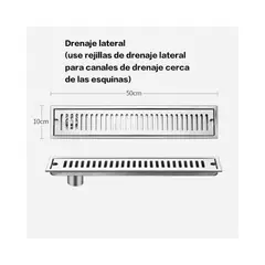 PUREPOWER - Rejilla De Cubierta Drenaje Piso Ducha Acero Inoxid 10×50cm