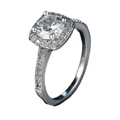 GENERICO - Anillo de Compromiso Alianzas Diamonds Bañado en Oro Blanco Genieka