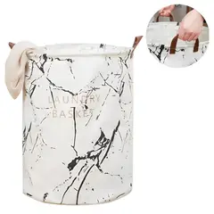 ELMEJORPRECIO - Cesta De Ropa Impermeable Multiuso Blanco Con Grietas Negras