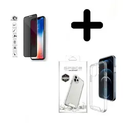 GENERICO - Case Space + Mica VIDRIO ANTIESPIA HD Para iPhone 11
