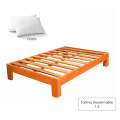 GENERICO - Tarima Desarmable Madera Capirona Cama 1.5 plz Almohada
