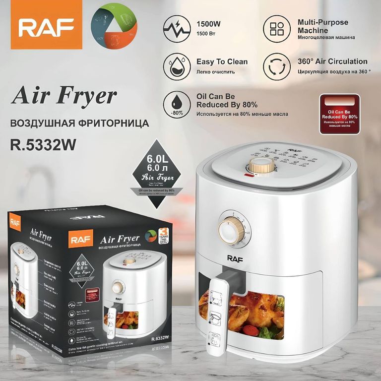 Freidora de Aire RAF R5332W de 6 Litros Totalmente Automática