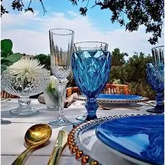 GENERICO - Set de Copas Labradas 6 pzas De Calidad azules.