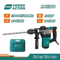 POWER ACTION - TALADRO ROTOMARTILLO 1050W SDS PLUS MALETIN 5J