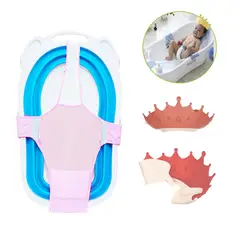 GENERICO - Pack Hamaca y gorro de baño coronita rosado para bebe