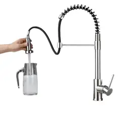 GENERICO - MEZCLADORA DE COCINA EXTRAIBLE ESPIRAL ACERO MONOCOMANDO