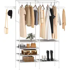 GENERICO - Ropero Perchero Organizador Armario Closet Armable 2 Cuerpos Blanco