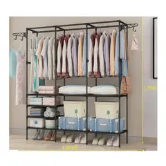 GENERICO - Ropero Perchero Organizador Armario Closet Armable 3 Cuerpos Negro