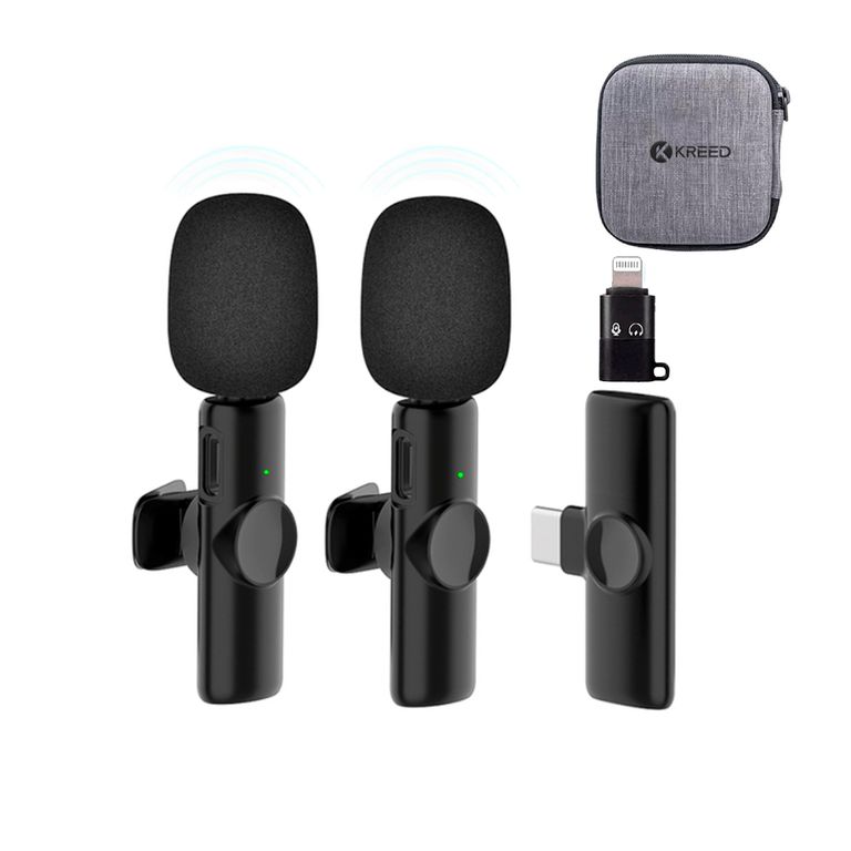 Micrófono Inalámbrico Solapero 2 en 1 Tipo C + Adaptador para iPhone