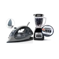 OSTER - Combo Plancha Compacta y Licuadora de 2V con Pulsador Negro