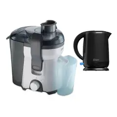 OSTER - Combo Extractor de jugos 400W Blanco y Hervidor Eléctrico Negro