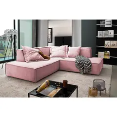 GENERICO - Seccional Modular Luis en Tela Roma Palo Rosa + 3 Cojines Decorativos