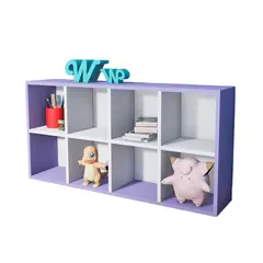 WONDER WOOD MUEBLERIA - Organizador Juguetero Montessori de 8 Compartimientos Melamina Blanca/Lila