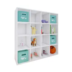 WONDER WOOD MUEBLERIA - Organizador Juguetero Montessori de 16 Compartimientos Melamina Blanca